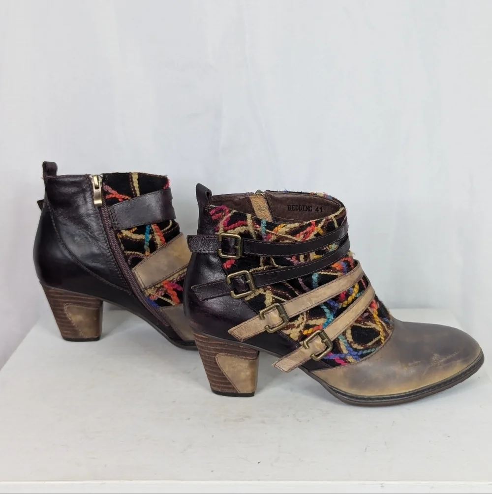 Spring Step L'Artiste Redding Buckle Multicolored Ankle Booties